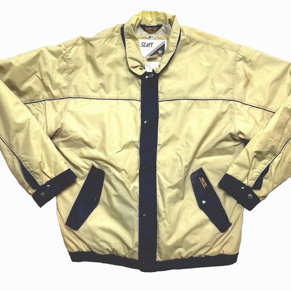 Vintage Jacket Mens Large Tan Windbreaker Staff Wilson Goretex Full Zip Bomber